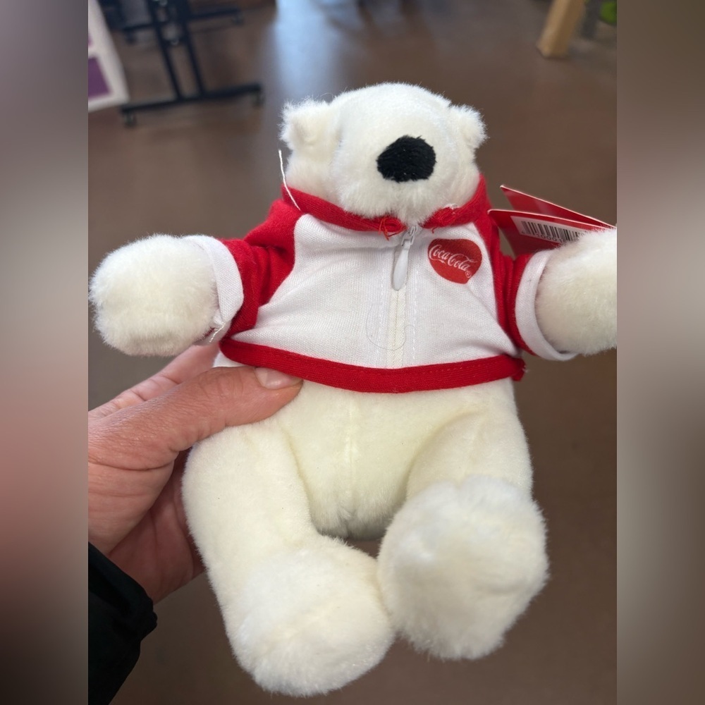Coca Cola Polar Bear Plush Red Scarf Stuffed Animal approx, 7" NWT
